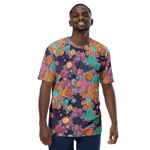 Orbiting Bonbons on a Men's Crew Neck T-Shirt