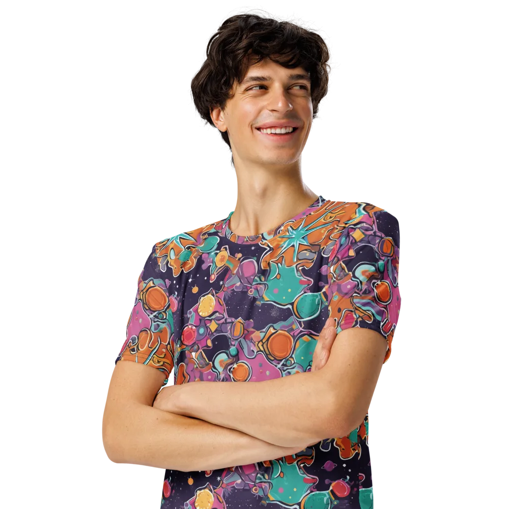 Orbiting Bonbons on Men's Crew Neck T-Shirt — Left Front