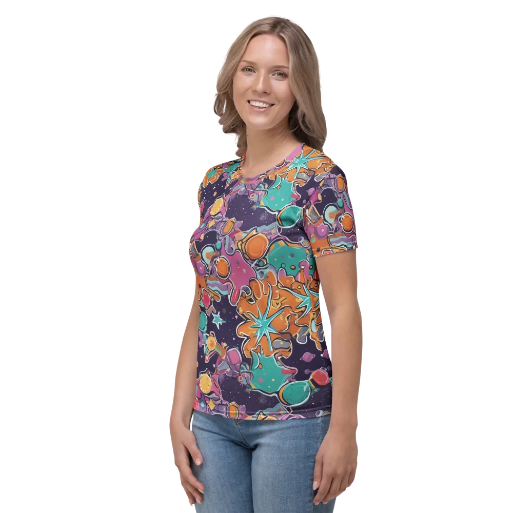 Orbiting Bonbons on Women's Crew Neck T-Shirt — Left