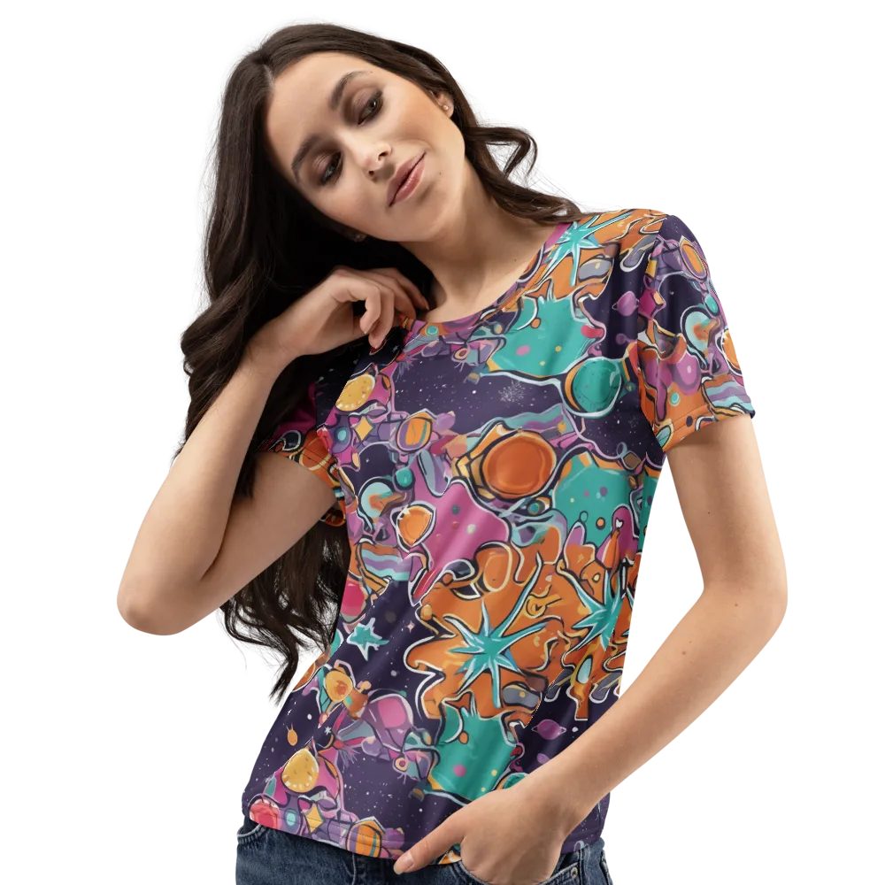 Orbiting Bonbons on Women's Crew Neck T-Shirt — Left Front