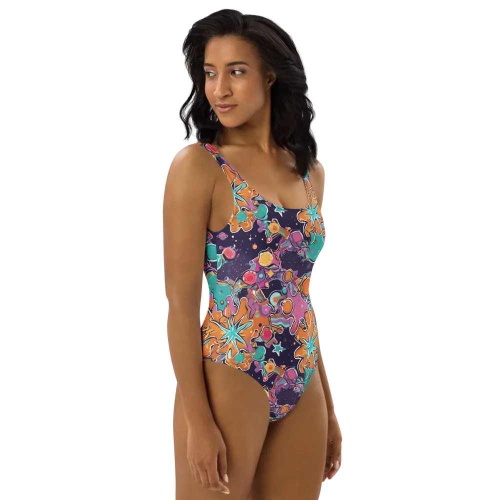 Orbiting Bonbons on One-Piece Swimsuit — Right
