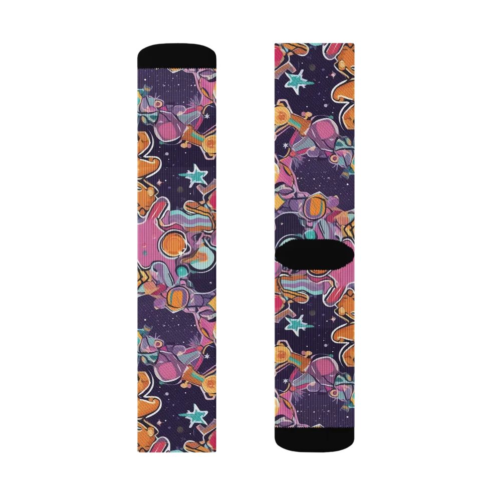 Orbiting Bonbons on Socks — Left Sock