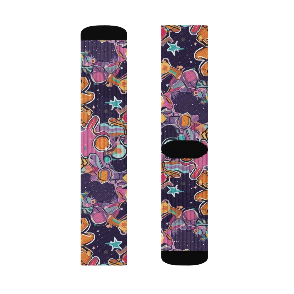 Orbiting Bonbons on Socks — Right Sock
