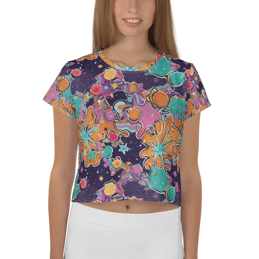 Orbiting Bonbons on Crop Tee — Front