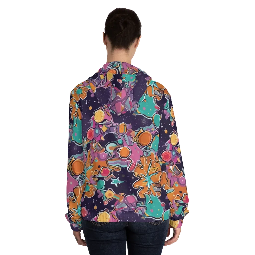 Orbiting Bonbons on Women's Full-Zip Hoodie — Back On Person