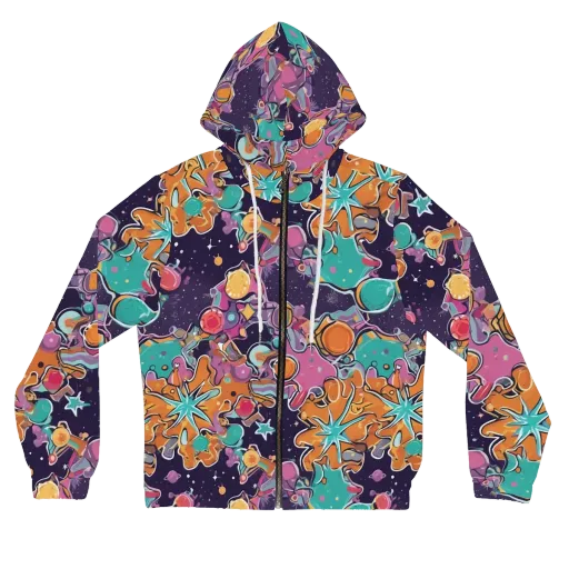 Orbiting Bonbons on a Women's Full-Zip Hoodie