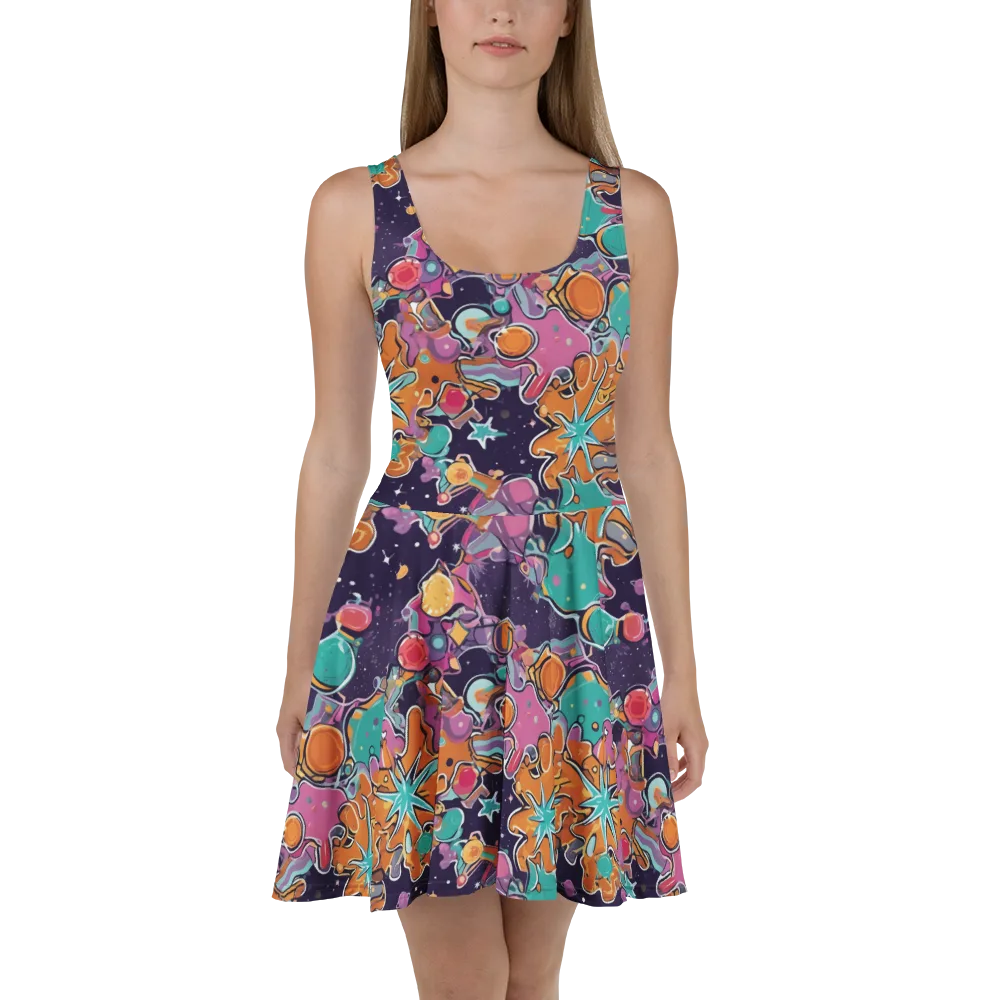 Orbiting Bonbons on Skater Dress — Front