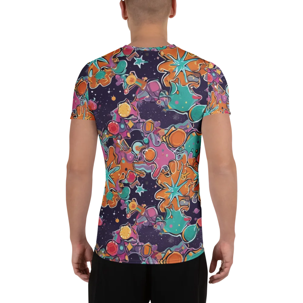 Orbiting Bonbons on Men's Athletic T-Shirt — Back