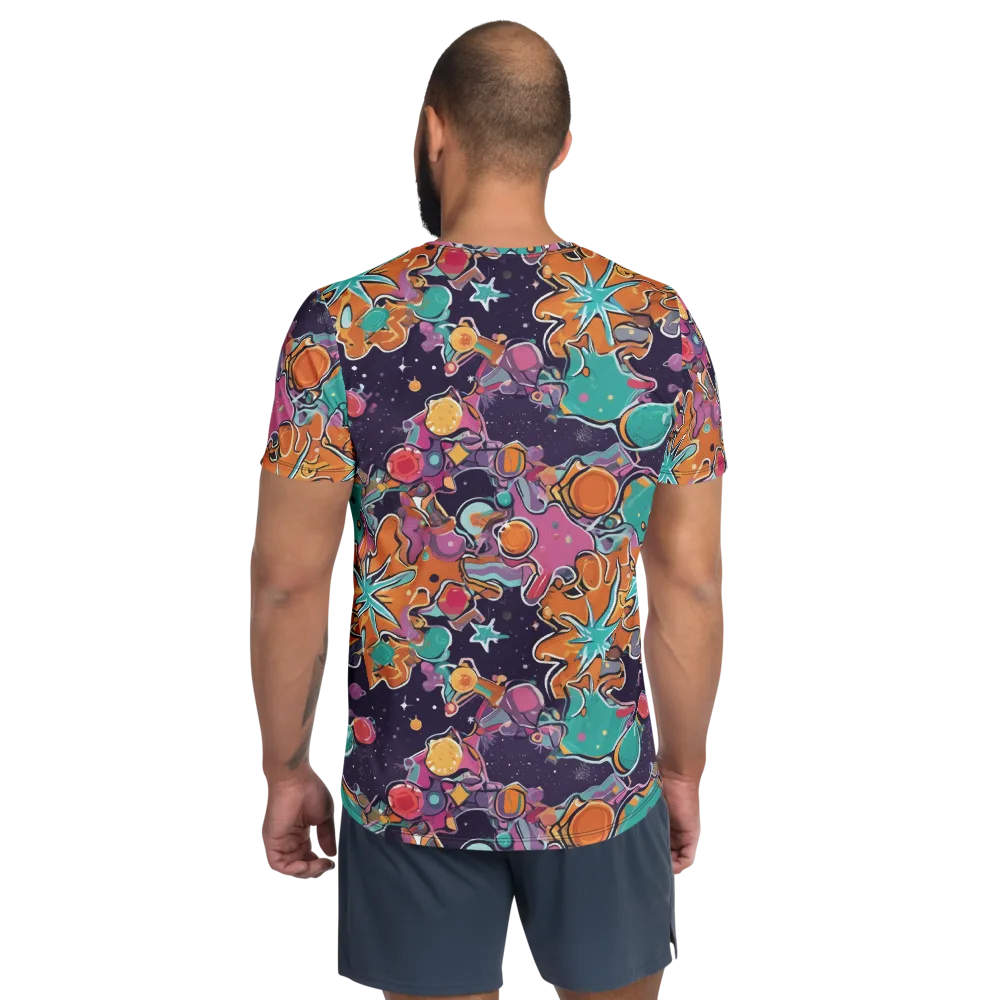 Orbiting Bonbons on Men's Athletic T-Shirt — Back