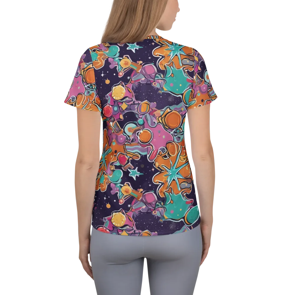 Orbiting Bonbons on Women's Athletic T-Shirt — Back