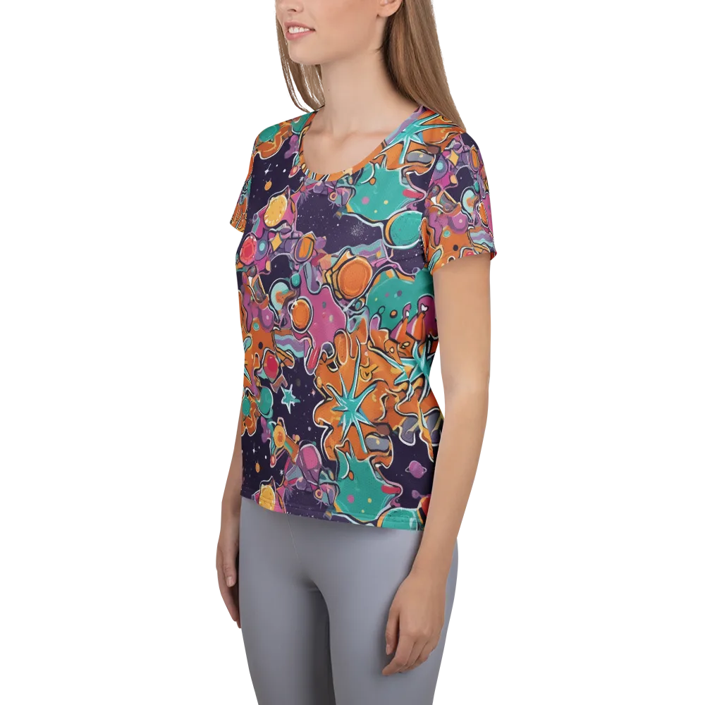 Orbiting Bonbons on Women's Athletic T-Shirt — Left