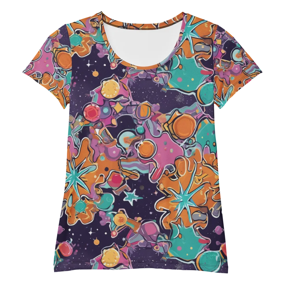 Orbiting Bonbons on Women's Athletic T-Shirt — Front