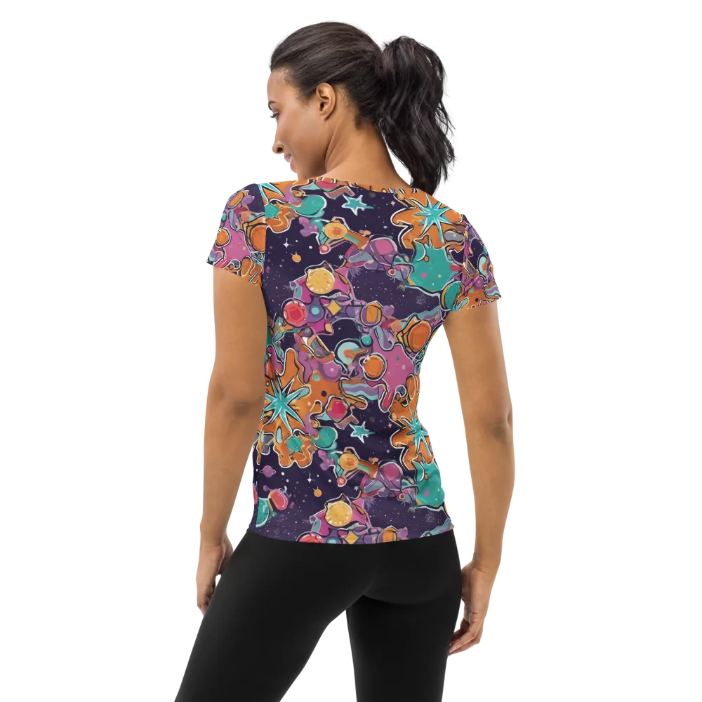 Orbiting Bonbons on Women's Athletic T-Shirt — Back