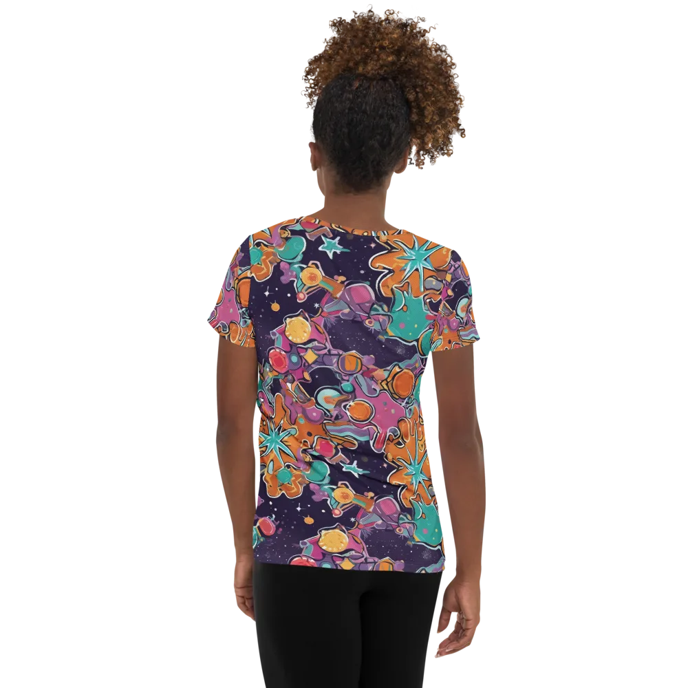 Orbiting Bonbons on Women's Athletic T-Shirt — Back