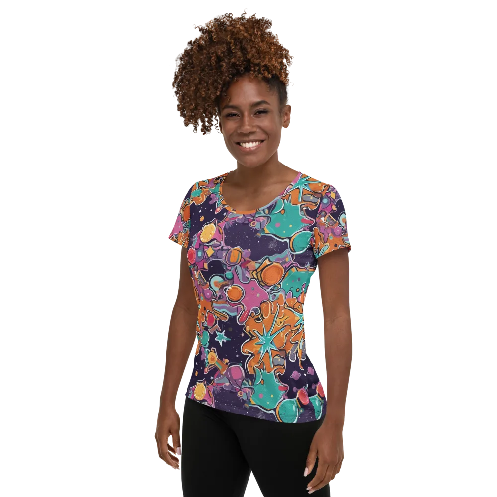 Orbiting Bonbons on Women's Athletic T-Shirt — Left