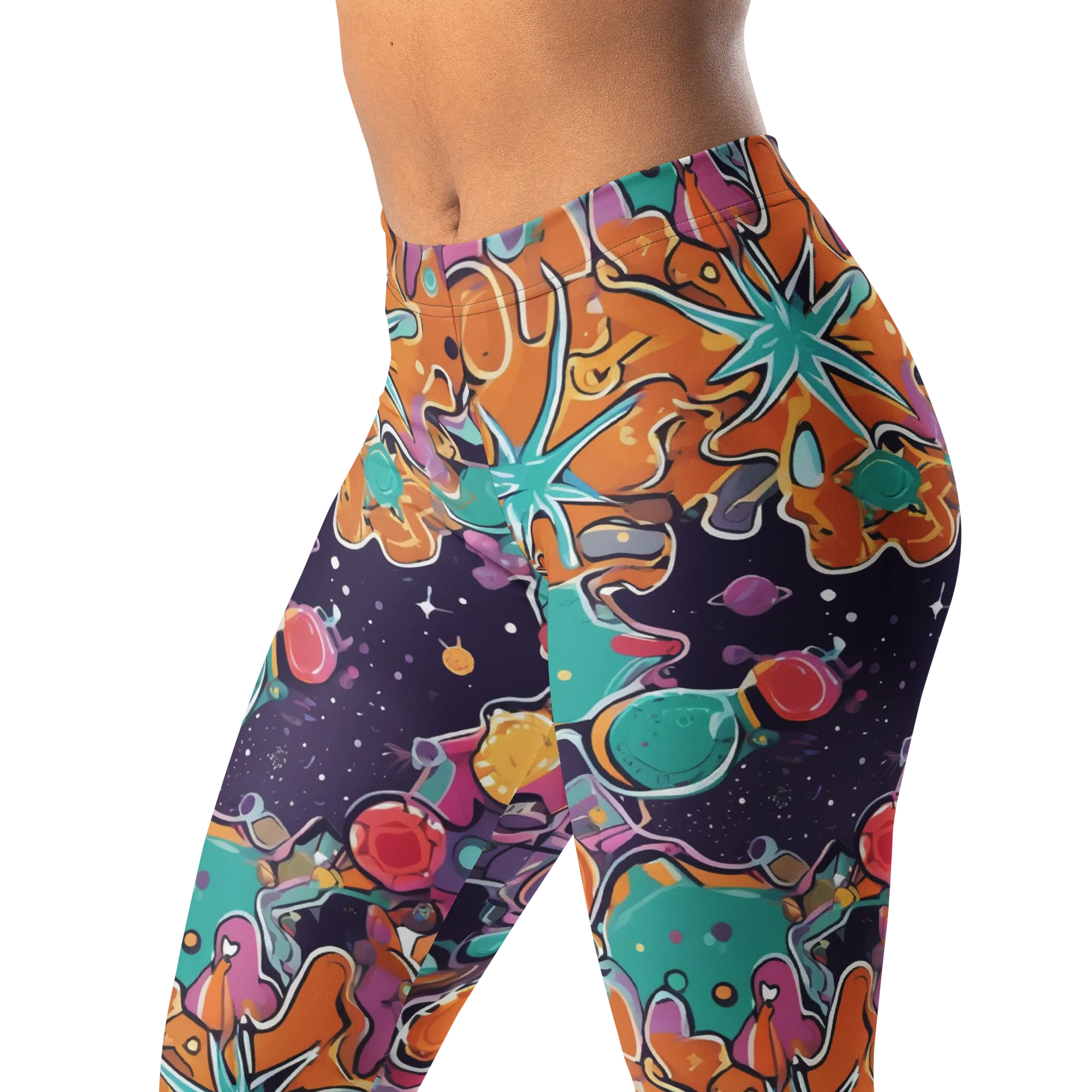 Orbiting Bonbons on Leggings — Left Front
