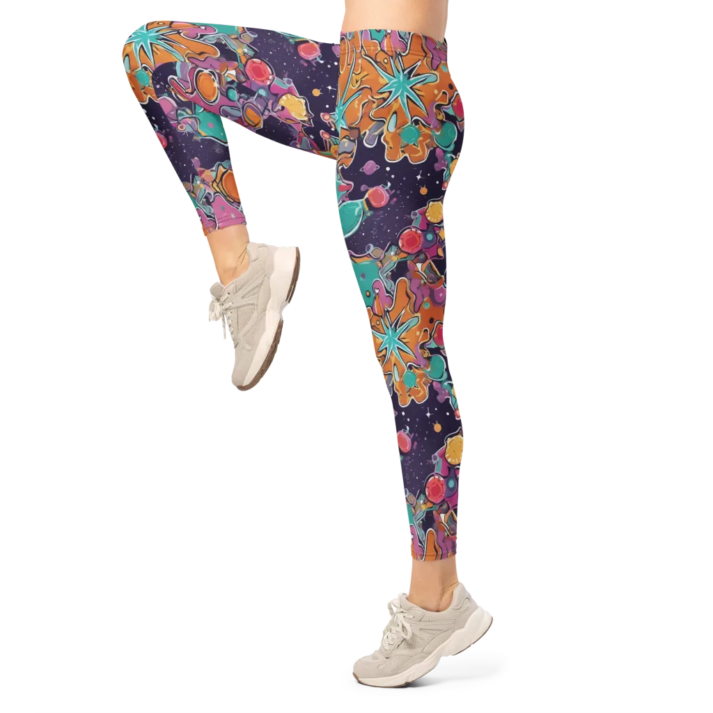 Orbiting Bonbons on Leggings — Left