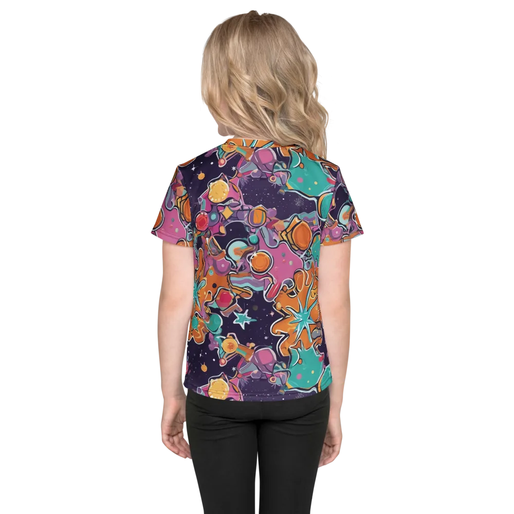 Orbiting Bonbons on Kids Crew Neck T-Shirt — Back