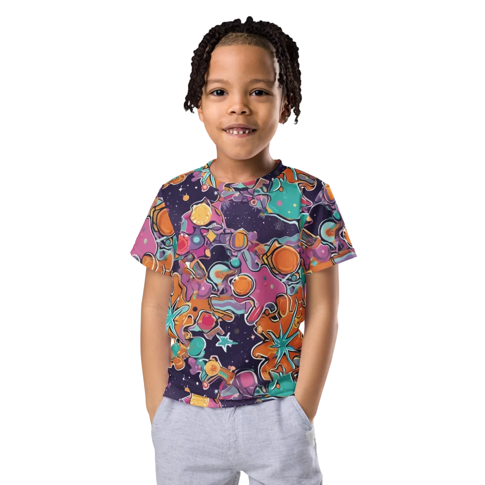 Orbiting Bonbons on Kids Crew Neck T-Shirt — Front