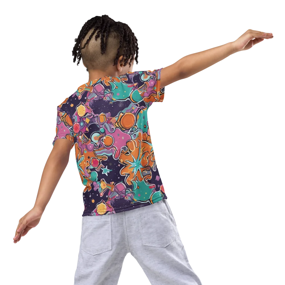 Orbiting Bonbons on Kids Crew Neck T-Shirt — Back