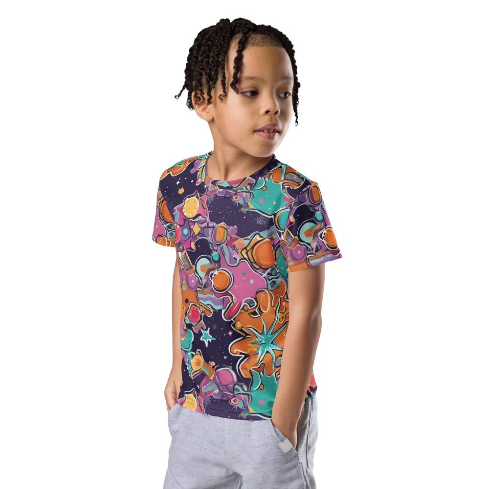 Orbiting Bonbons on Kids Crew Neck T-Shirt — Left Front