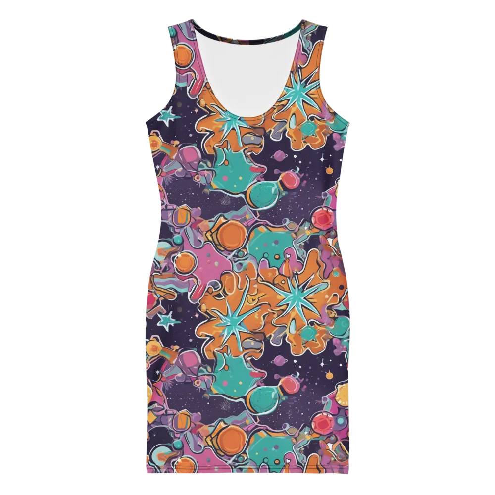 Orbiting Bonbons on Bodycon Dress — Front