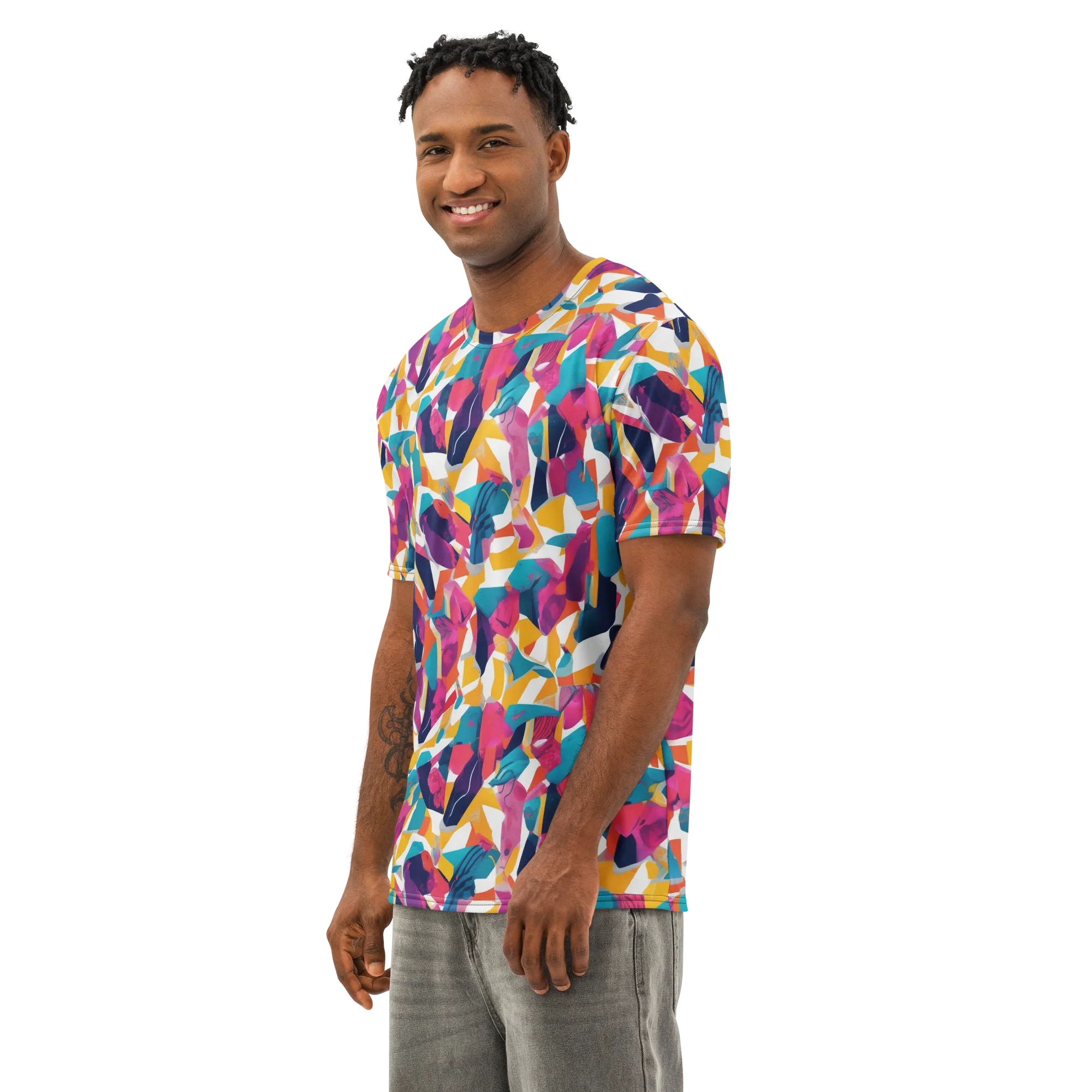 Neon Tailor on Men's Cotton Crew Neck T-Shirt — Left Front
