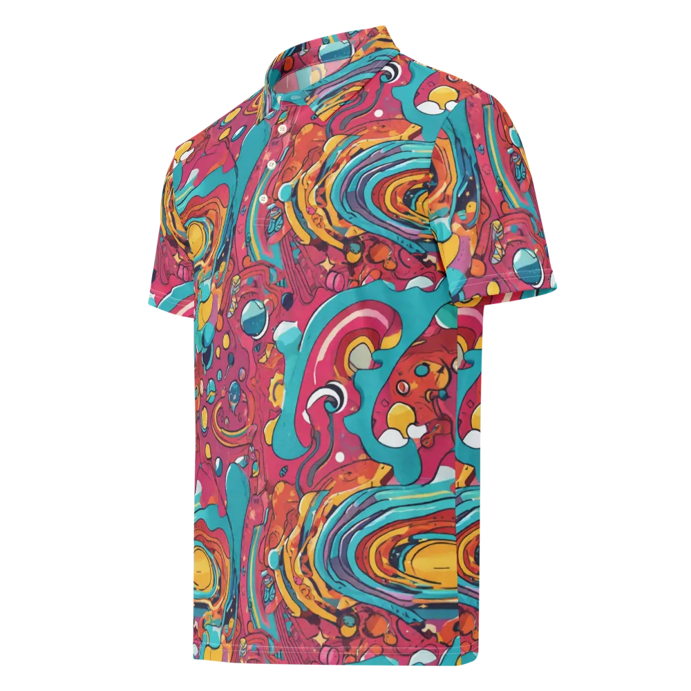Neon Orbit Bazaar on Men's Slim Fit Polo Shirt — Left Front