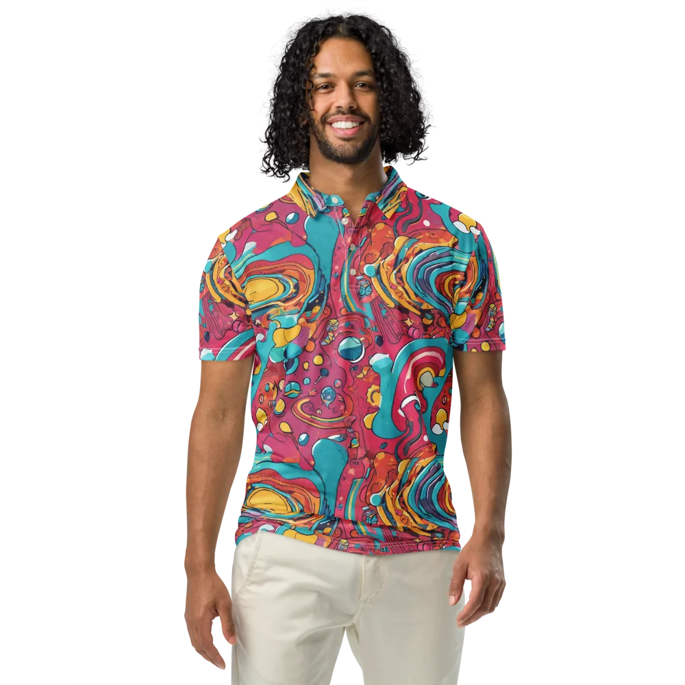 Neon Orbit Bazaar on Men's Slim Fit Polo Shirt — Front