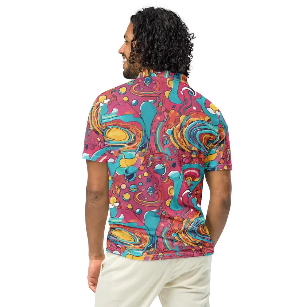 Neon Orbit Bazaar on Men's Slim Fit Polo Shirt — Back