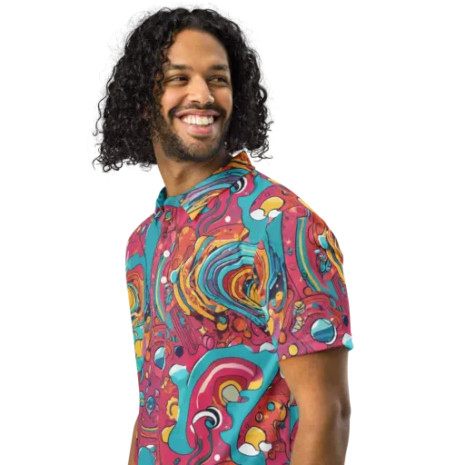 Neon Orbit Bazaar on a Men's Slim Fit Polo Shirt
