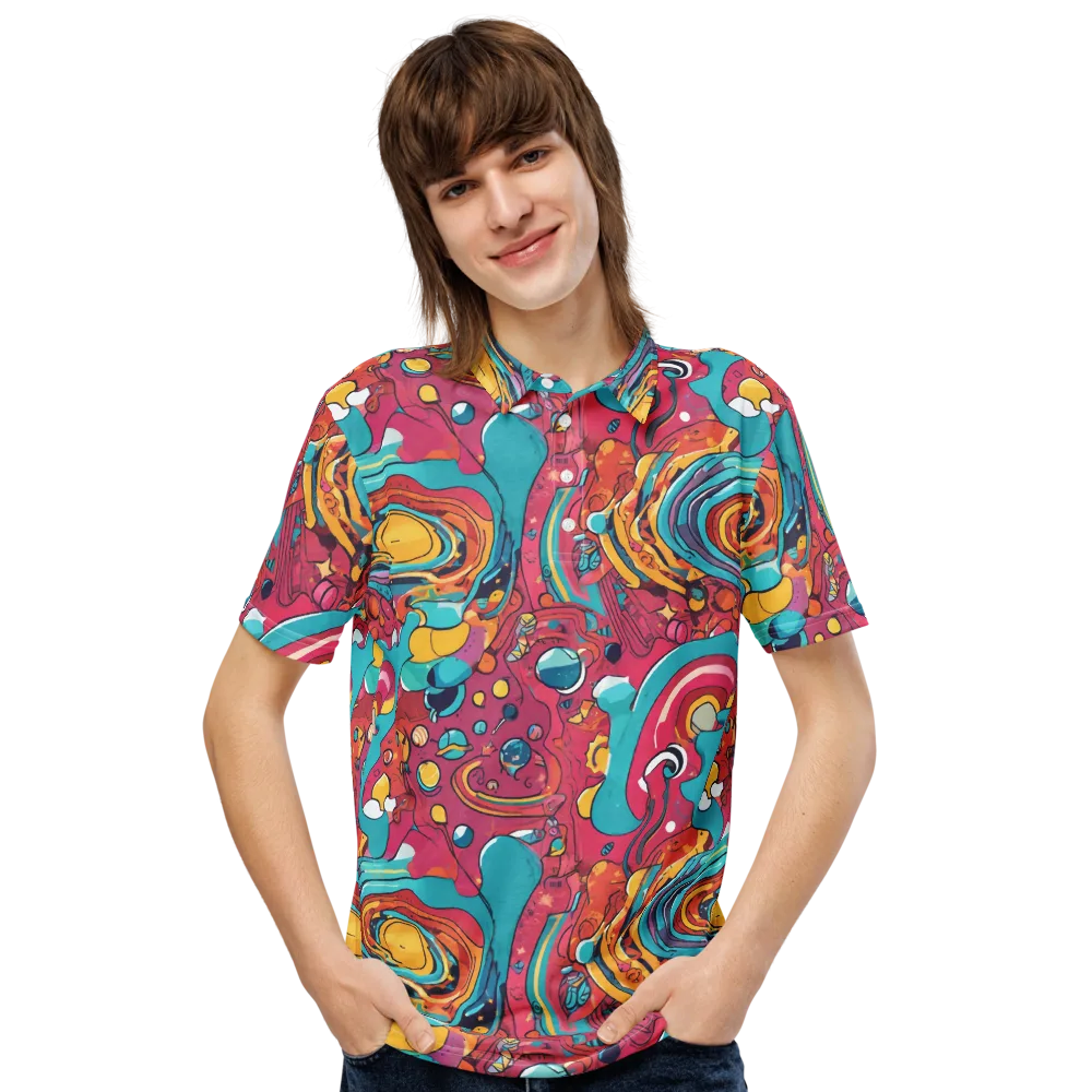 Neon Orbit Bazaar on Men's Slim Fit Polo Shirt — Front