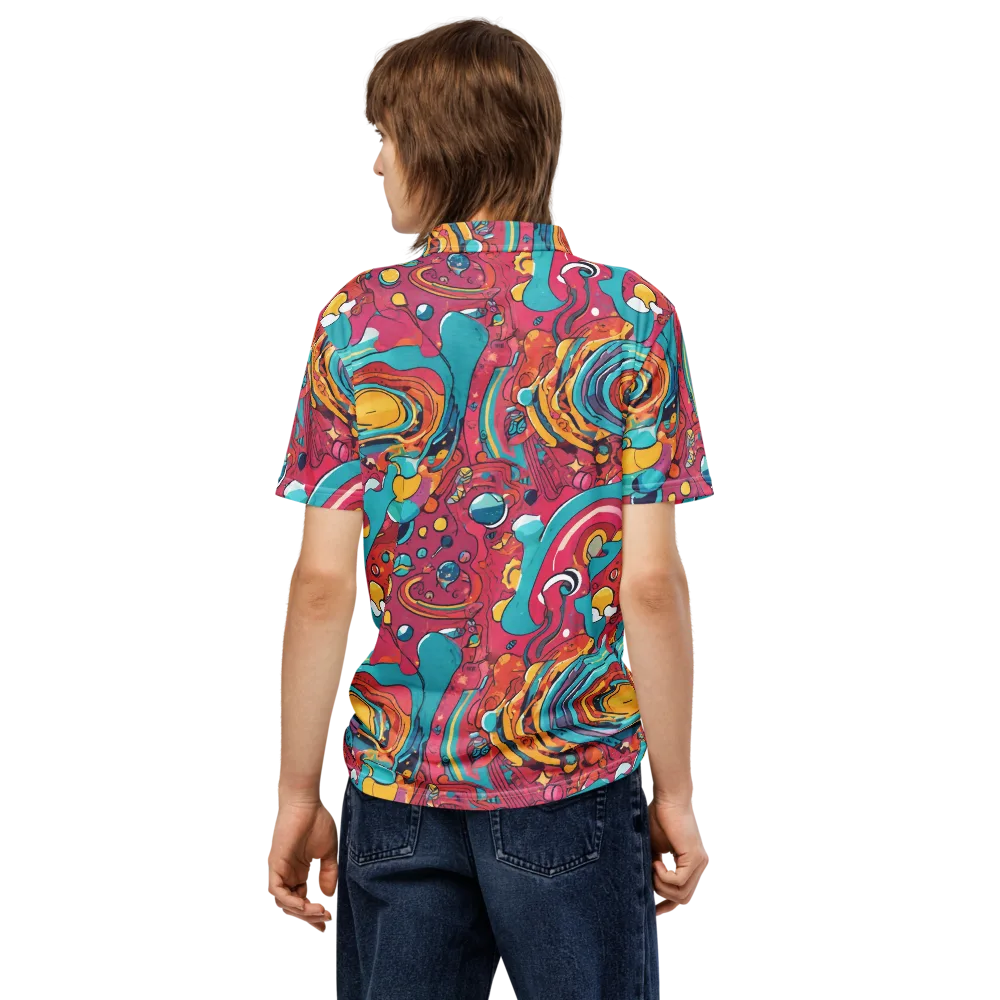 Neon Orbit Bazaar on Men's Slim Fit Polo Shirt — Back