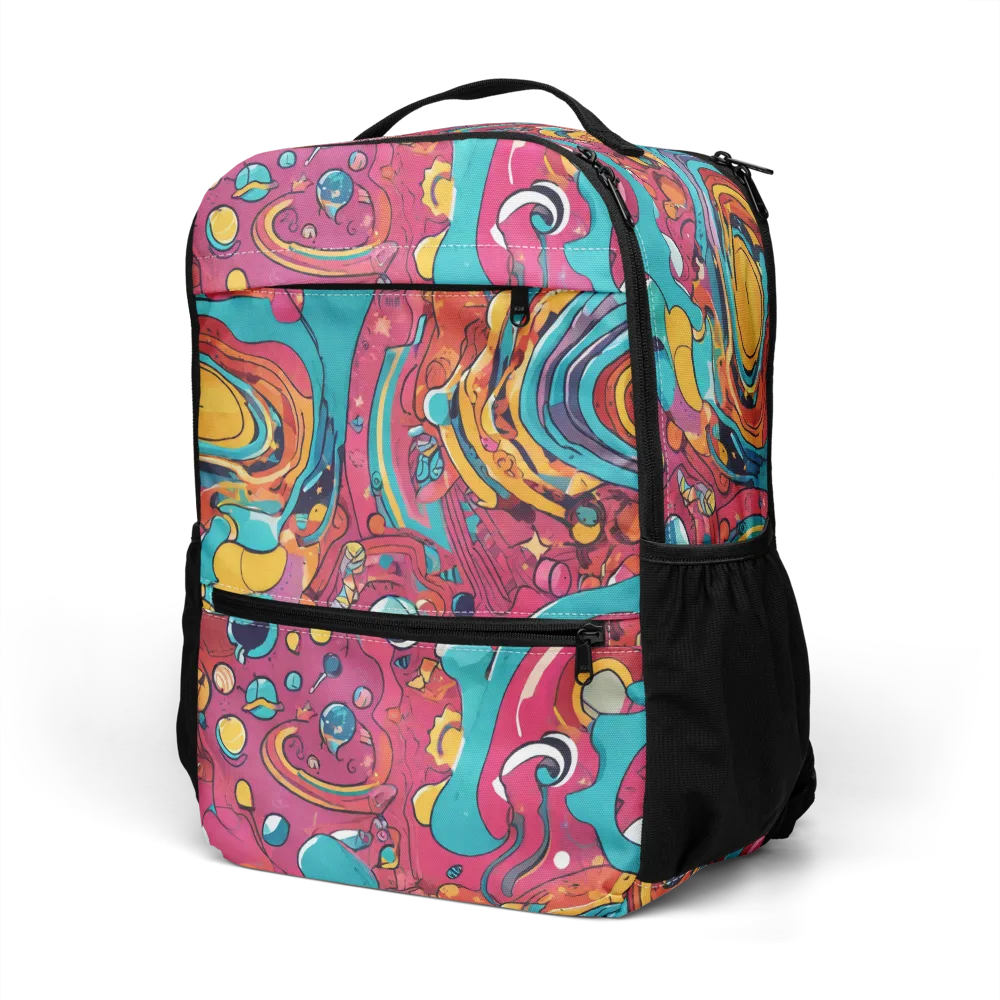 Neon Orbit Bazaar on Utility Backpack — Left Front