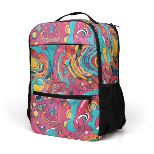 Neon Orbit Bazaar on a Utility Backpack