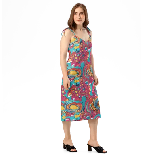 Neon Orbit Bazaar on a Slip Dress