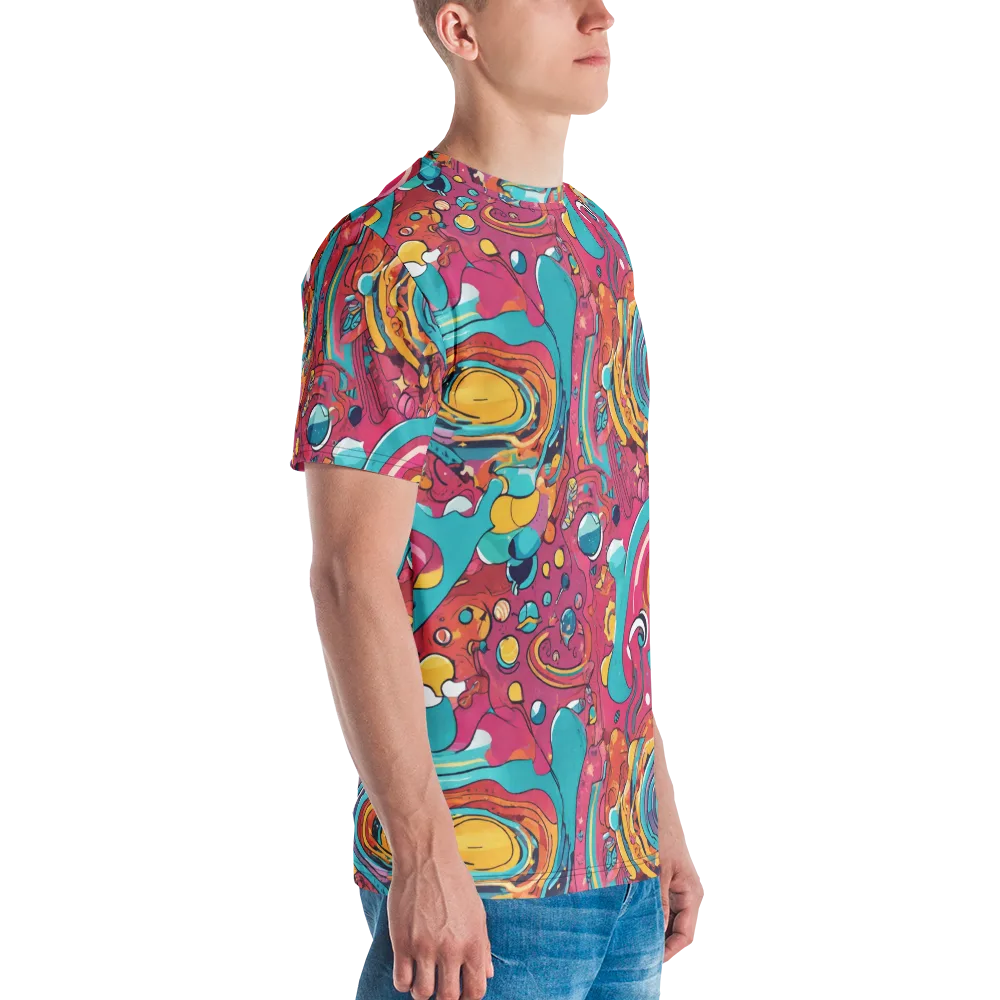 Neon Orbit Bazaar on Men's Crew Neck T-Shirt — Right