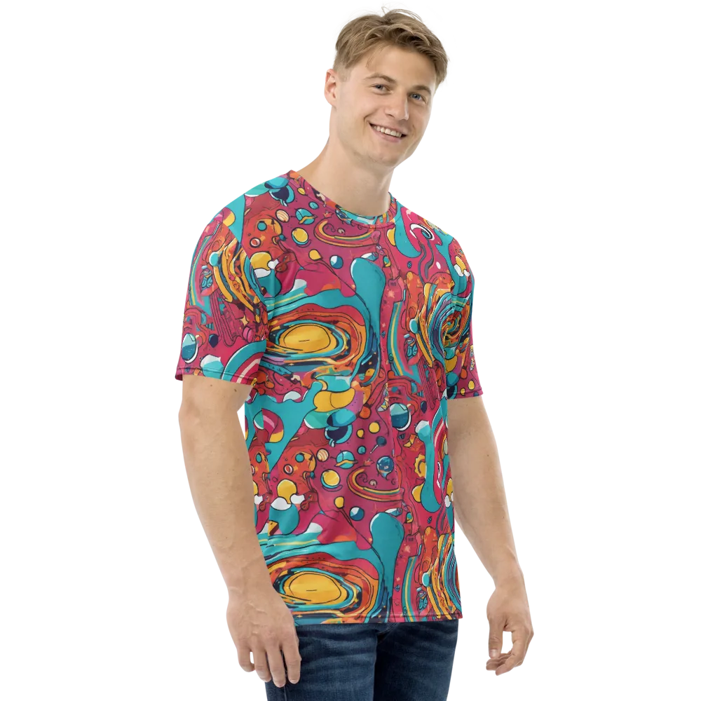Neon Orbit Bazaar on Men's Crew Neck T-Shirt — Right
