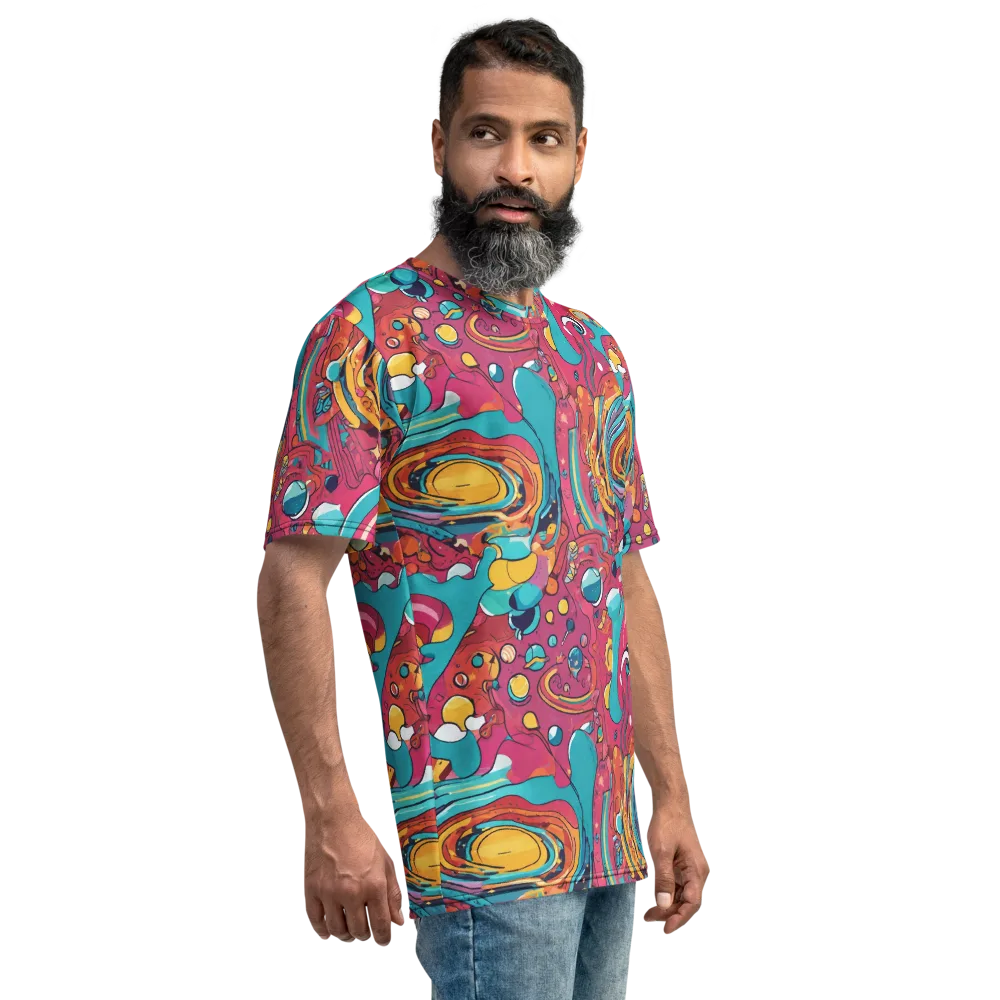 Neon Orbit Bazaar on Men's Crew Neck T-Shirt — Right