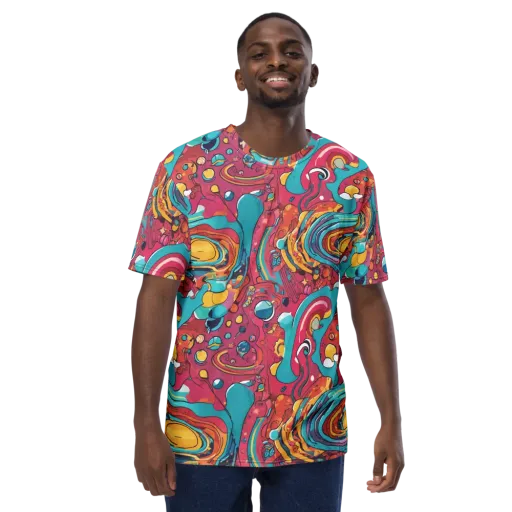Neon Orbit Bazaar on a Men's Crew Neck T-Shirt