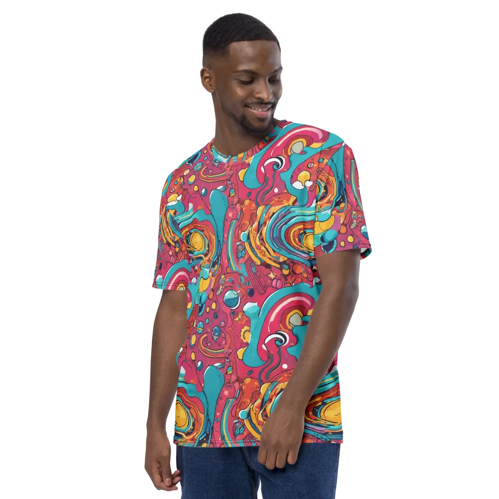 Neon Orbit Bazaar on Men's Crew Neck T-Shirt — Left