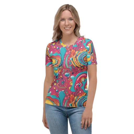 Neon Orbit Bazaar on a Women's Crew Neck T-Shirt