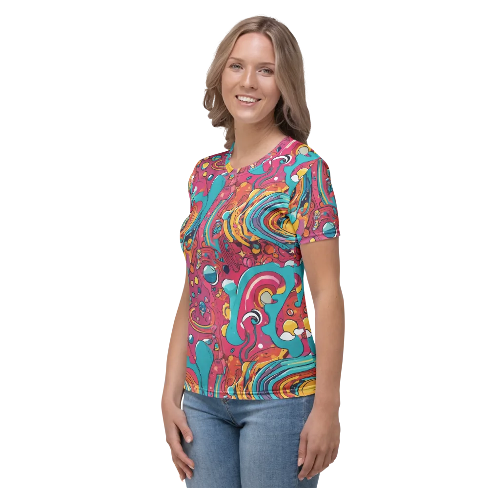 Neon Orbit Bazaar on Women's Crew Neck T-Shirt — Left