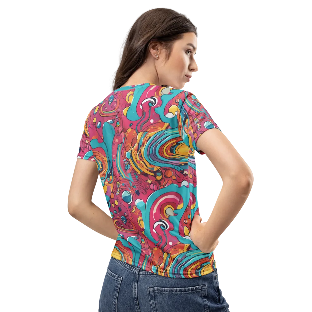 Neon Orbit Bazaar on Women's Crew Neck T-Shirt — Back