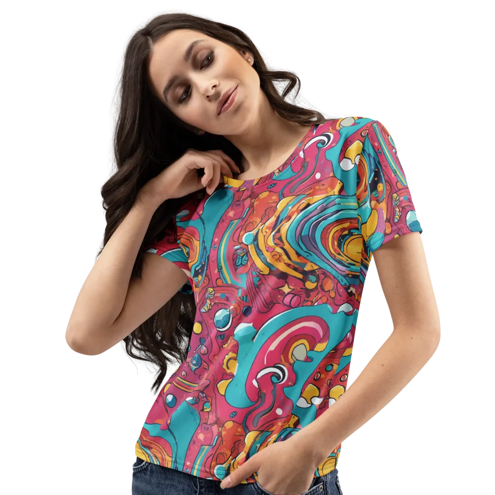 Neon Orbit Bazaar on Women's Crew Neck T-Shirt — Left Front
