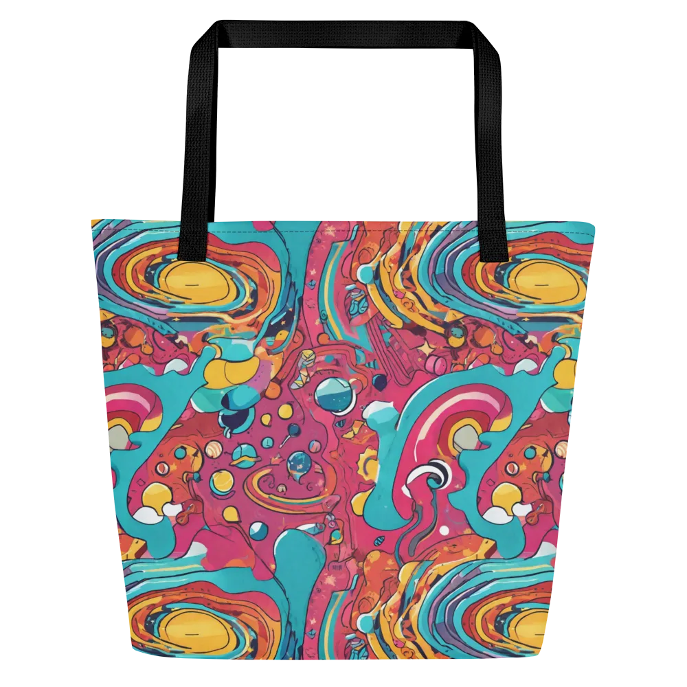 Neon Orbit Bazaar on Large Tote Bag W/ Pocket — Front