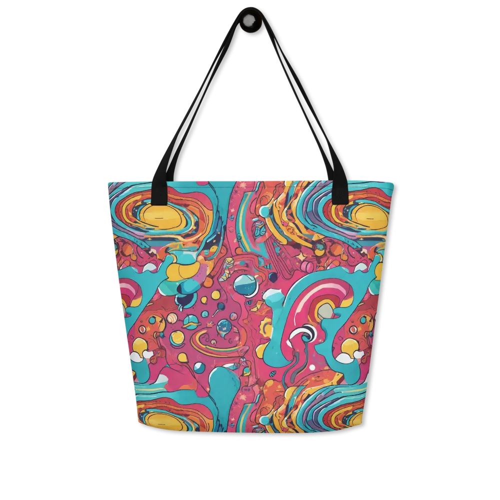 Neon Orbit Bazaar on Large Tote Bag W/ Pocket — Front