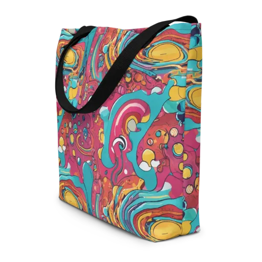 Neon Orbit Bazaar on a Large Tote Bag W/ Pocket
