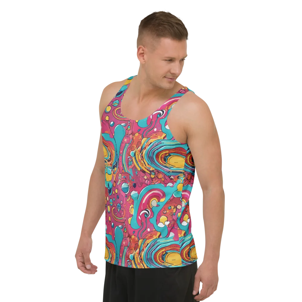 Neon Orbit Bazaar on Men's Tank Top — Left Front
