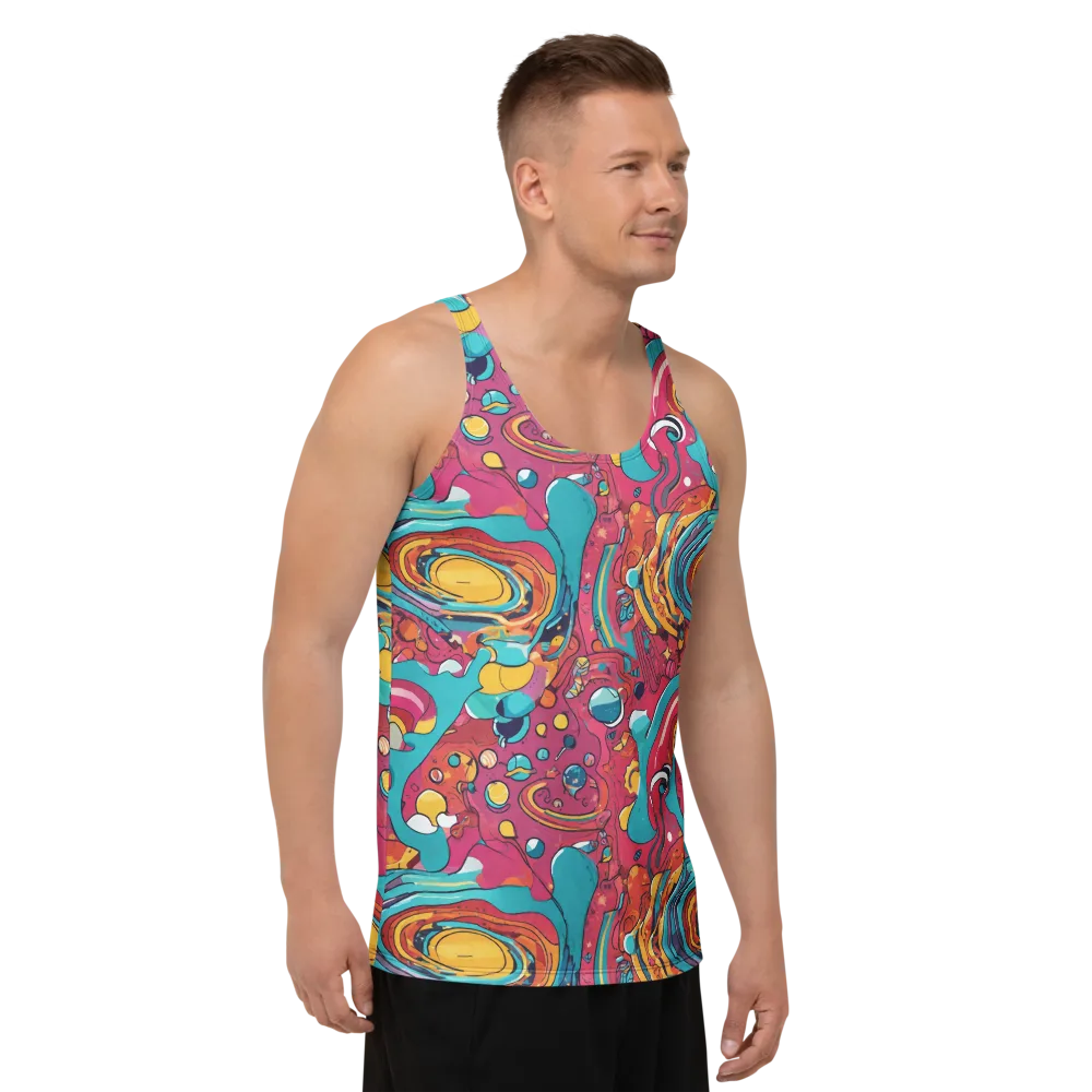 Neon Orbit Bazaar on Men's Tank Top — Right Front